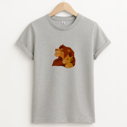 King Lion And Cub Unisex Grey T-Shirt