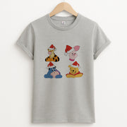 Bear, Tiger, Donkey and Pig Pattern Christmas T-Shirt 2