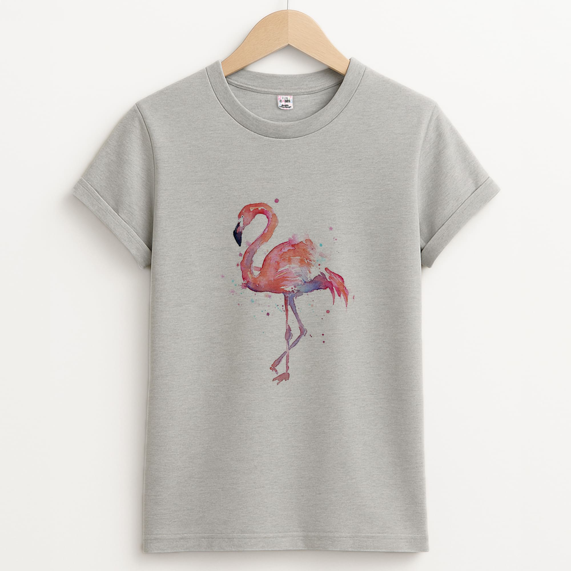 Watercolour Flamingo Painting Unisex Grey T-Shirt