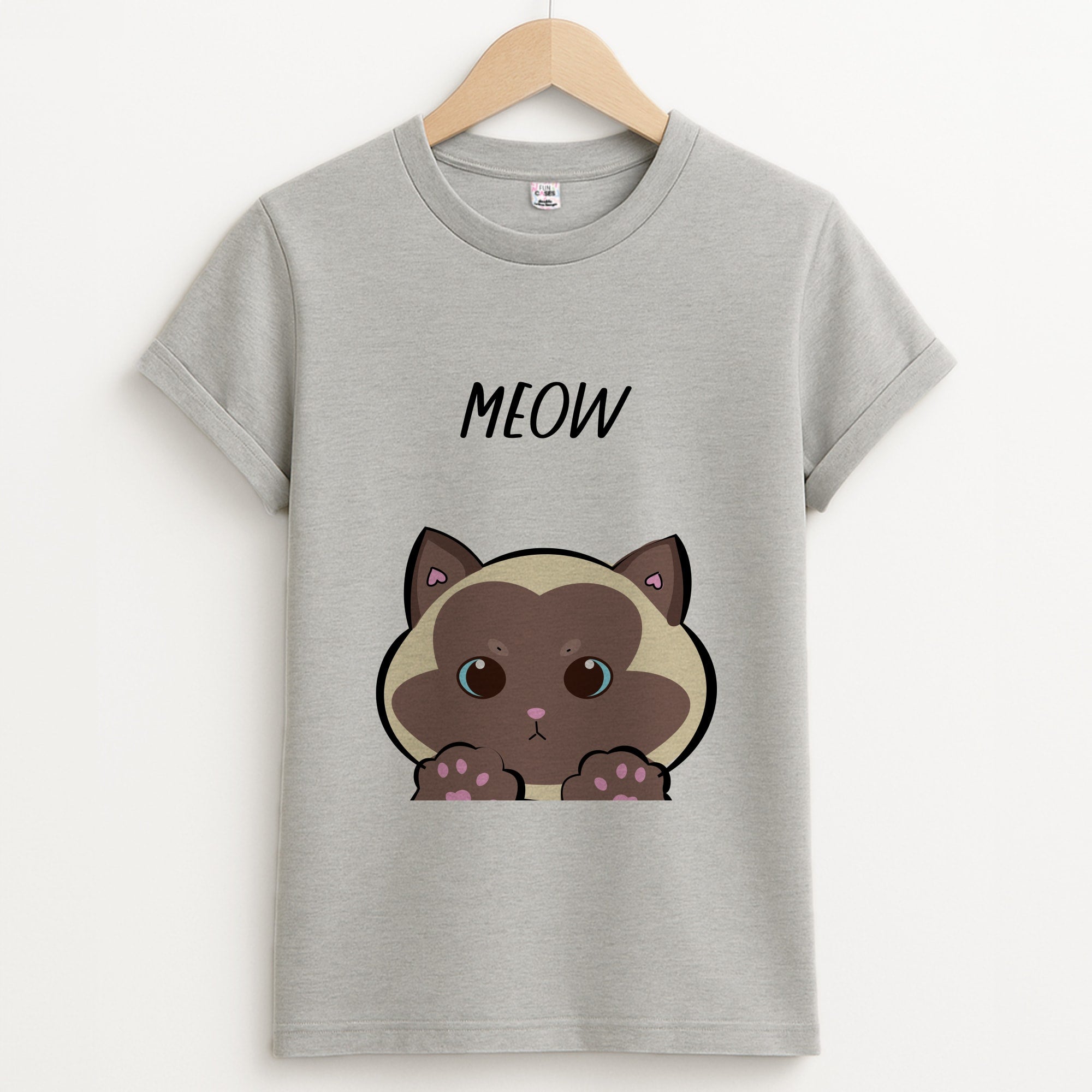 Meow Green - Cats Unisex Grey T-Shirt