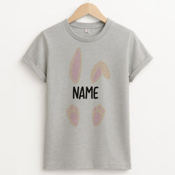 White Bunny Personalised Unisex Grey T-Shirt