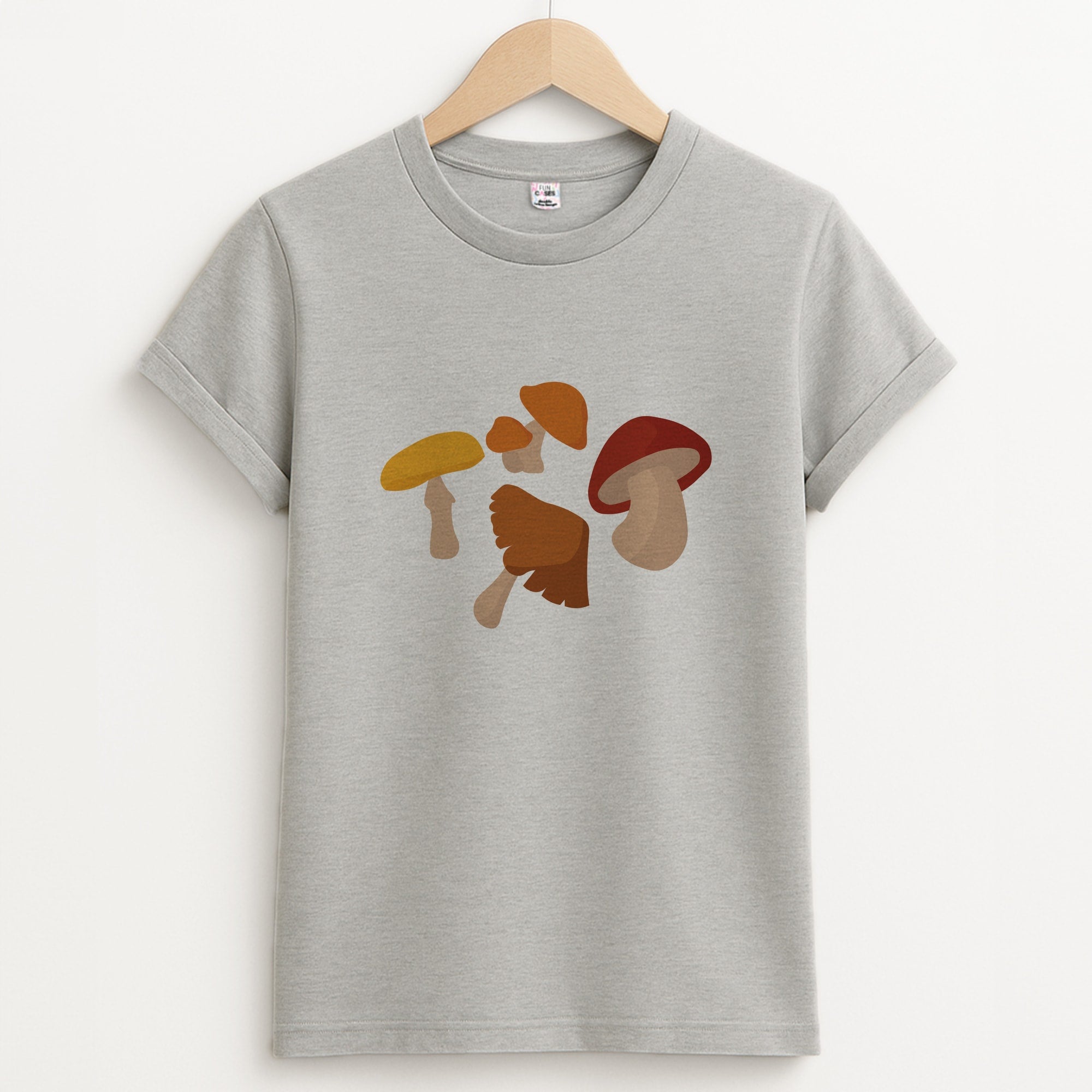 Mushroom Pattern - Autumn  Unisex Grey T-Shirt