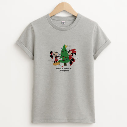 Festive Fairytale Mice - Christmas Unisex Grey T-Shirt