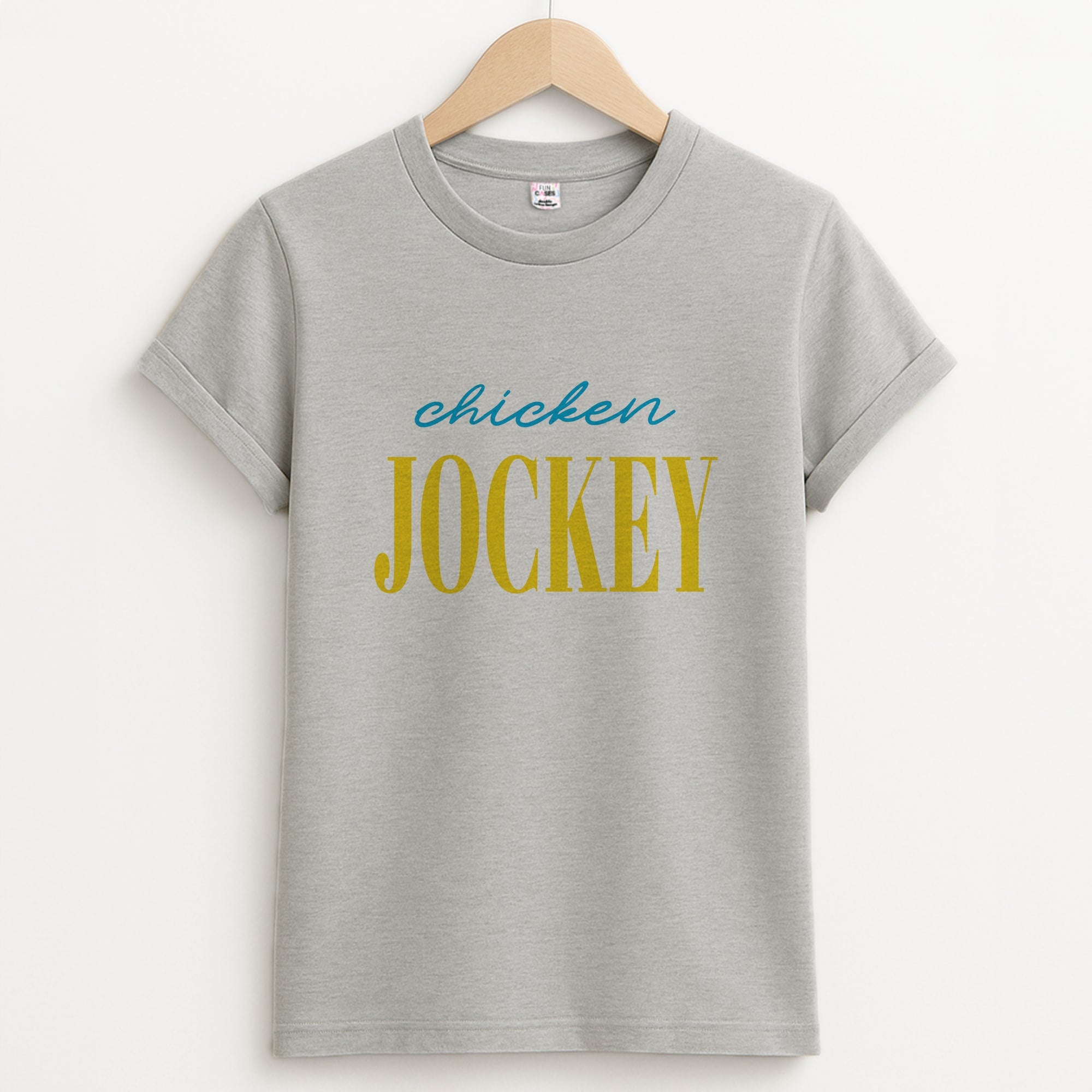 Chicken Jockey Blue Unisex Grey T-Shirt