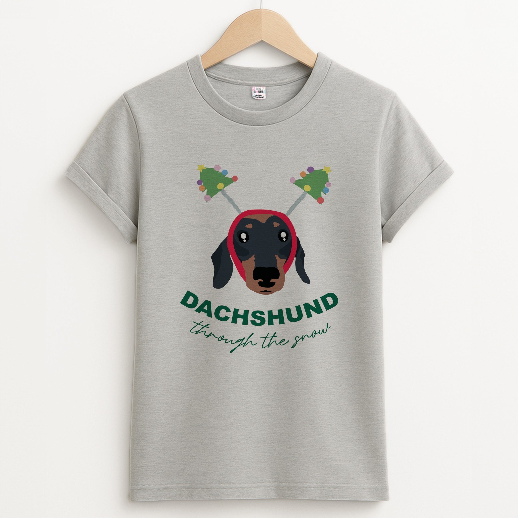 Dachshund Through The Snow Unisex Grey T-Shirt