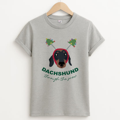 Dachshund Through The Snow Unisex Grey T-Shirt