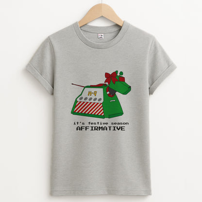 K9 Festive Season - Doctor Who Unisex Grey T-Shirt