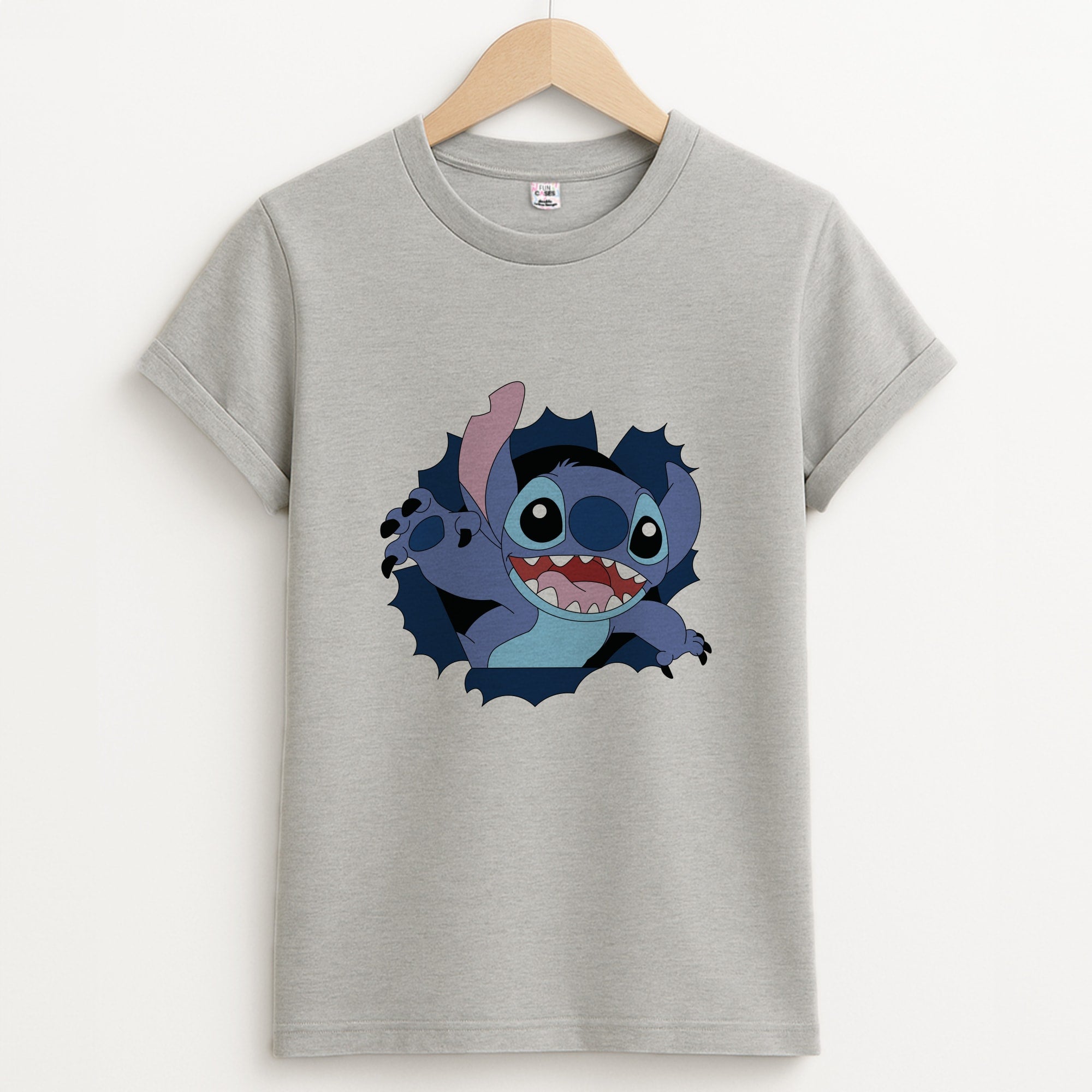 Torn Blue Alien Unisex Grey T-Shirt