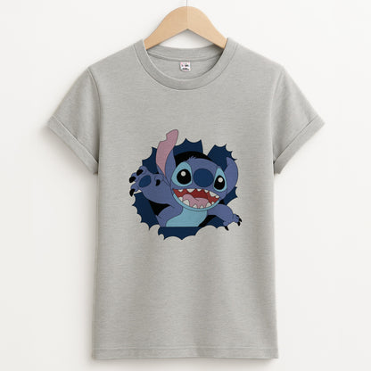 Torn Blue Alien Unisex Grey T-Shirt