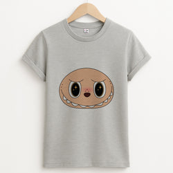 Cute Brown Monster Face Unisex Grey T-Shirt
