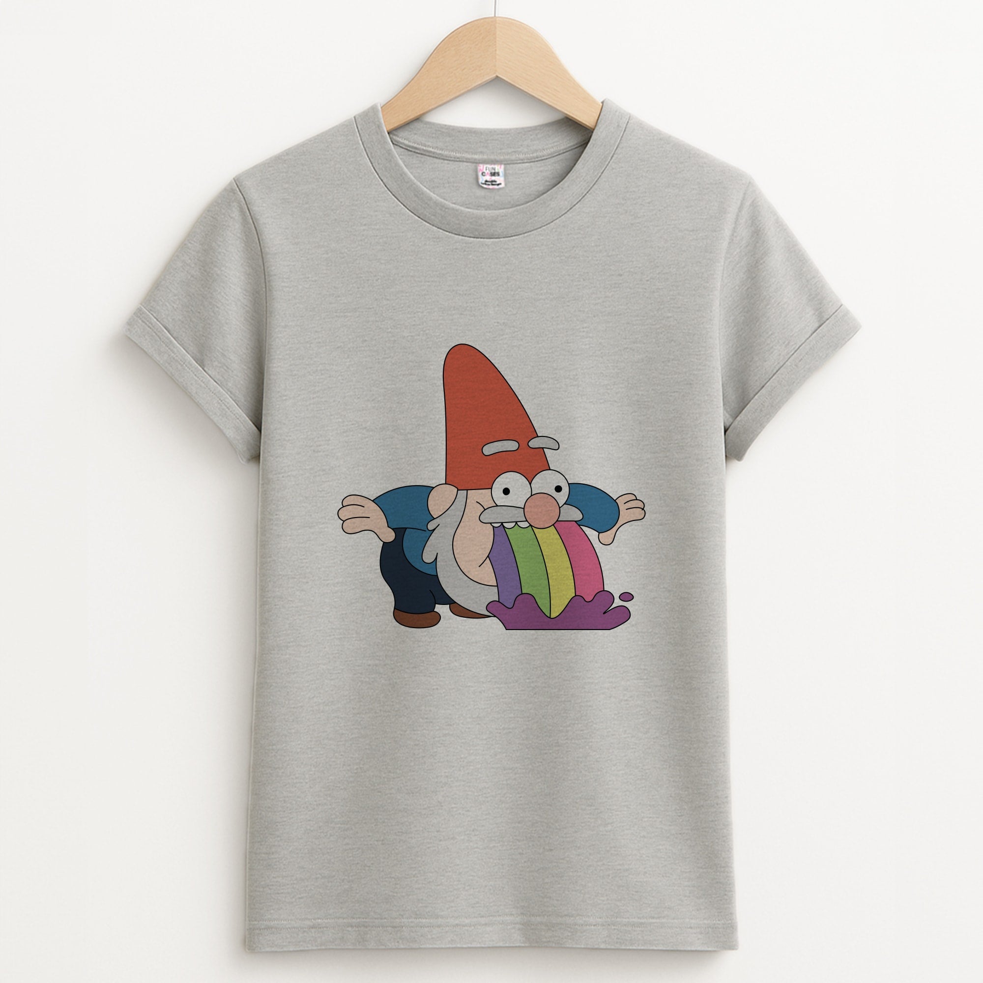 Garden Gnome Rainbow Unisex Grey T-Shirt