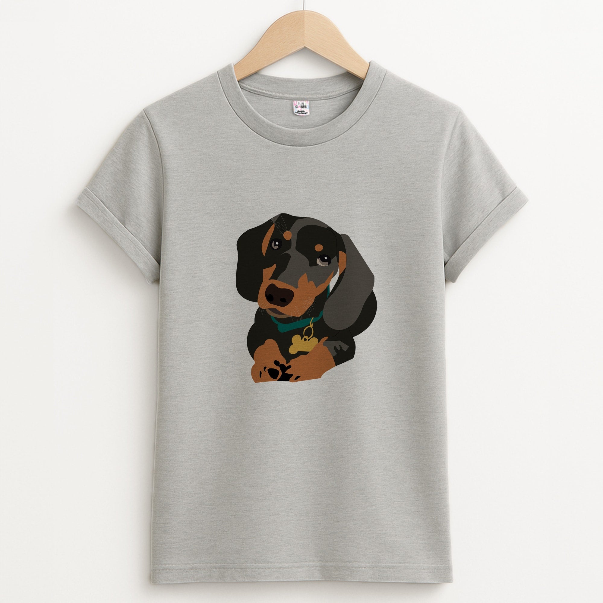 Black & brown - Dachshunds Unisex Grey T-Shirt