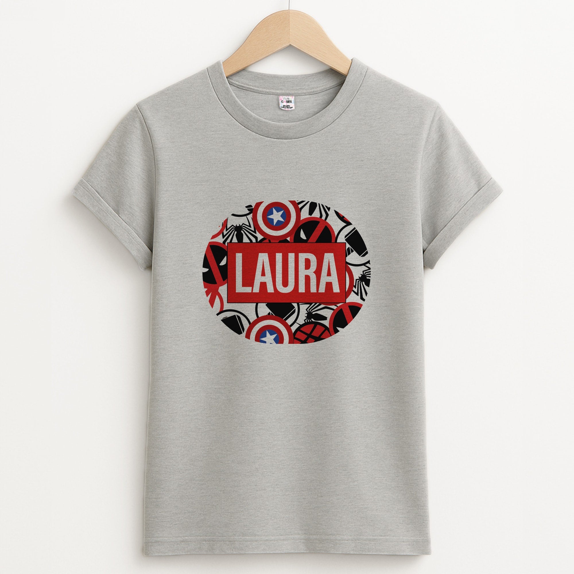 Collage - Personalised Superhero Comic Unisex Grey T-Shirt