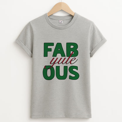 Fab-Yule-Ous Red - Christmas Puns Unisex Grey T-Shirt