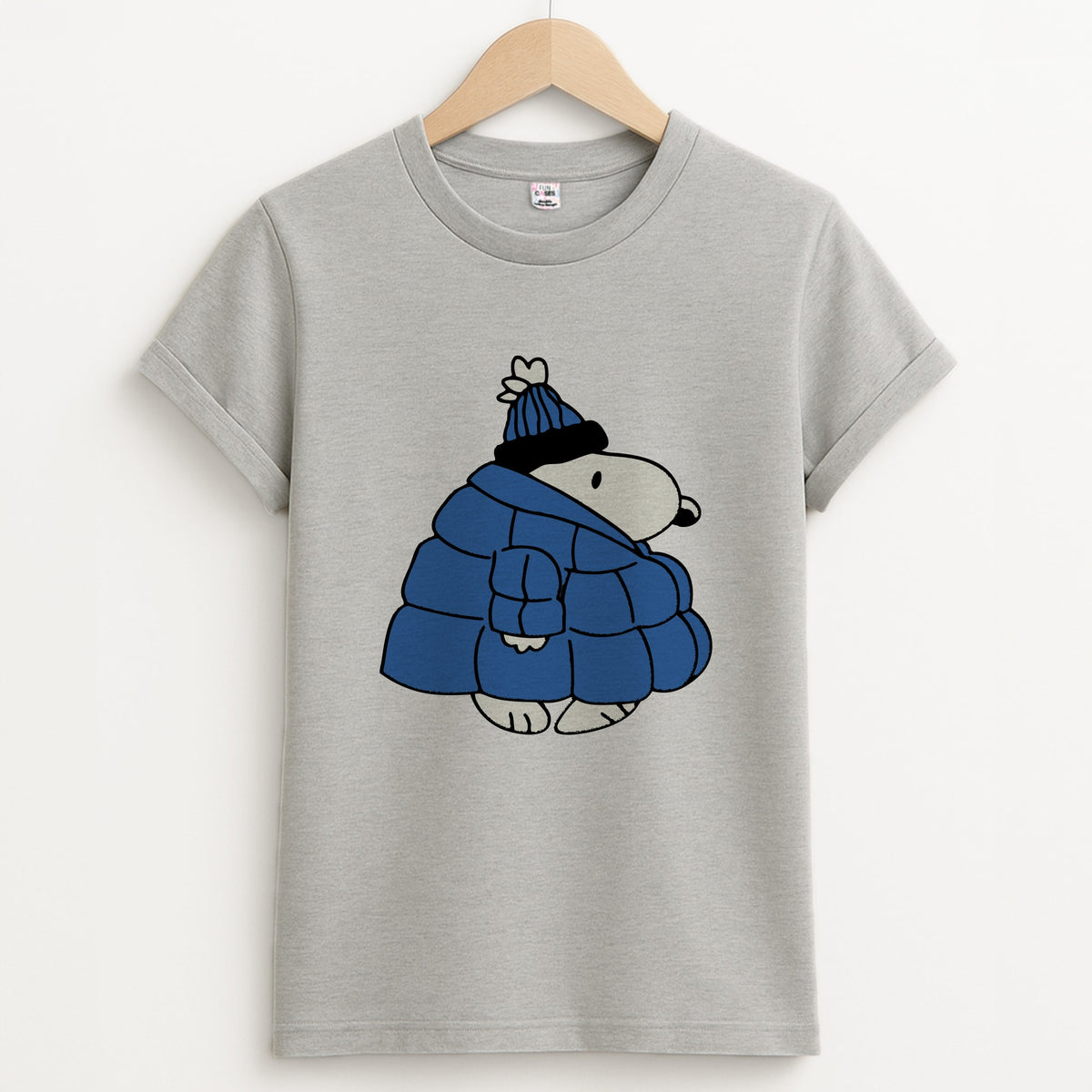 Cartoon Beagle Puffer Jacket Blue T-Shirt