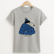Cartoon Beagle Puffer Jacket Blue T-Shirt 2