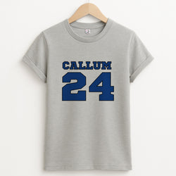 Dark Blue - Personalised Football Unisex Grey T-Shirt