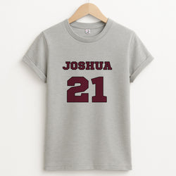 Burgundy - Personalised Football Unisex Grey T-Shirt