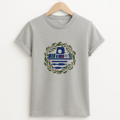 R2D2 Christmas Wreath Unisex Grey T-Shirt