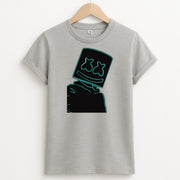 Black White Helmet DJ Neon T-Shirt 2