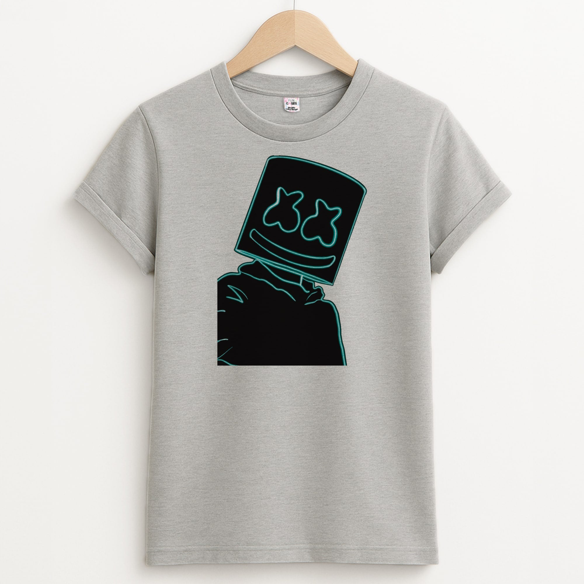 Black White Helmet DJ Neon T-Shirt