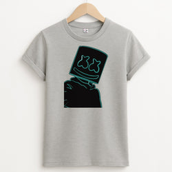 Black White Helmet DJ Neon T-Shirt
