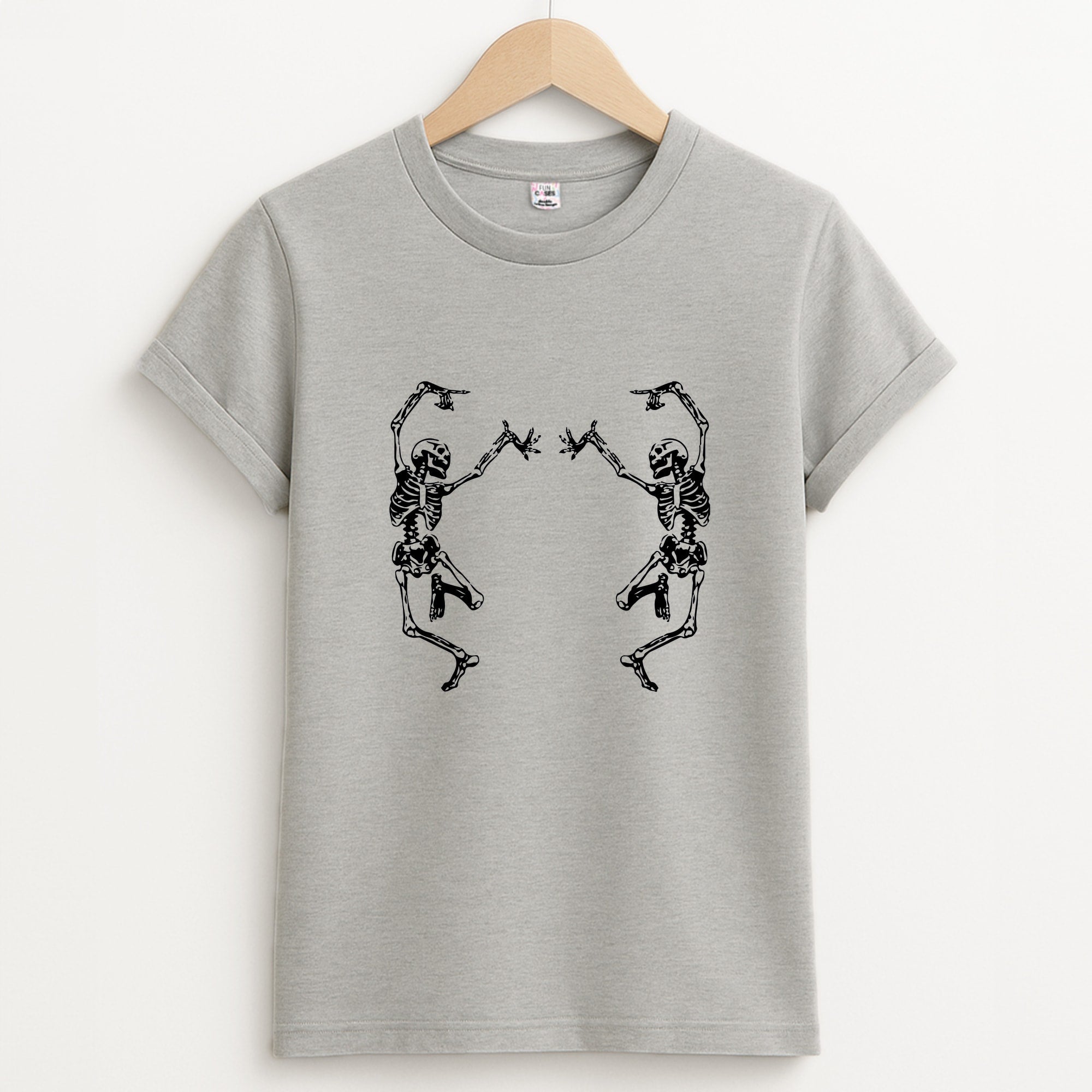 Dancing Skeletons - Halloween Unisex Grey T-Shirt