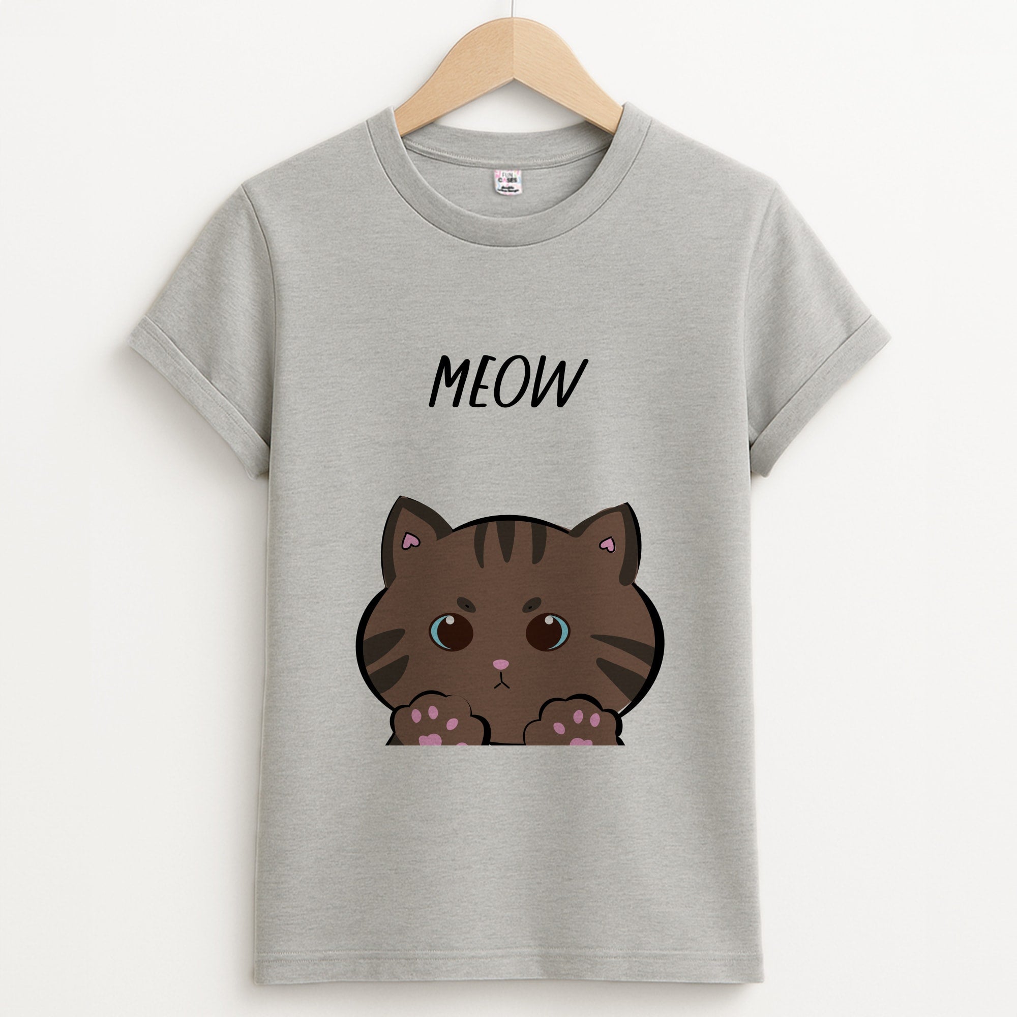 Meow Purple - Cats Unisex Grey T-Shirt