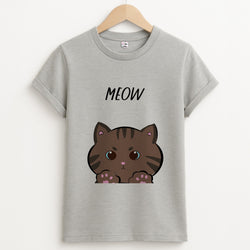 Meow Purple - Cats Unisex Grey T-Shirt