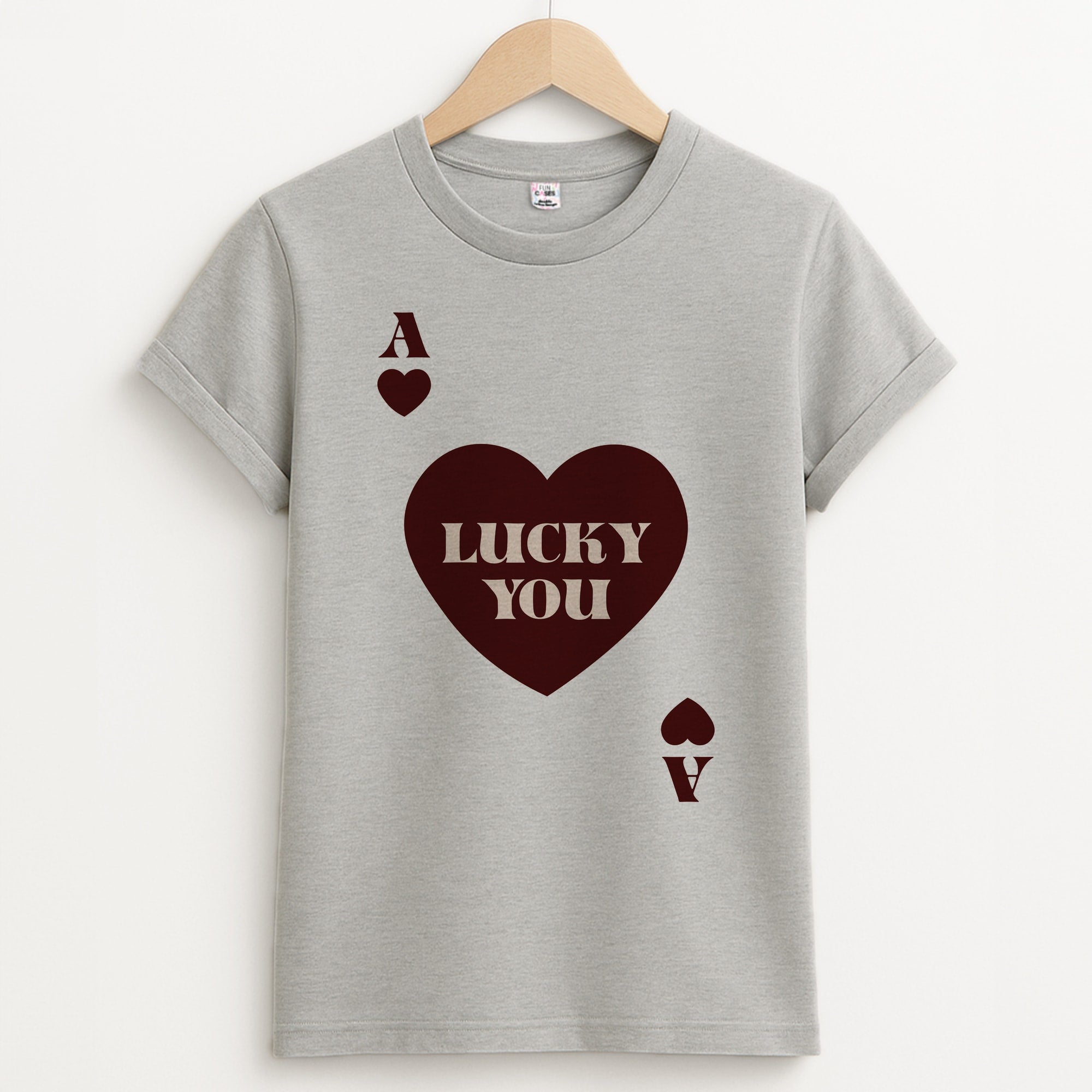 Ace Of Hearts Lucky You Unisex Grey T-Shirt