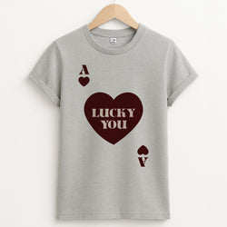 Ace Of Hearts Lucky You Unisex Grey T-Shirt