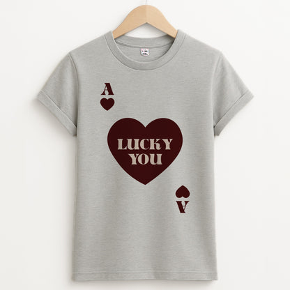 Ace Of Hearts Lucky You Unisex Grey T-Shirt