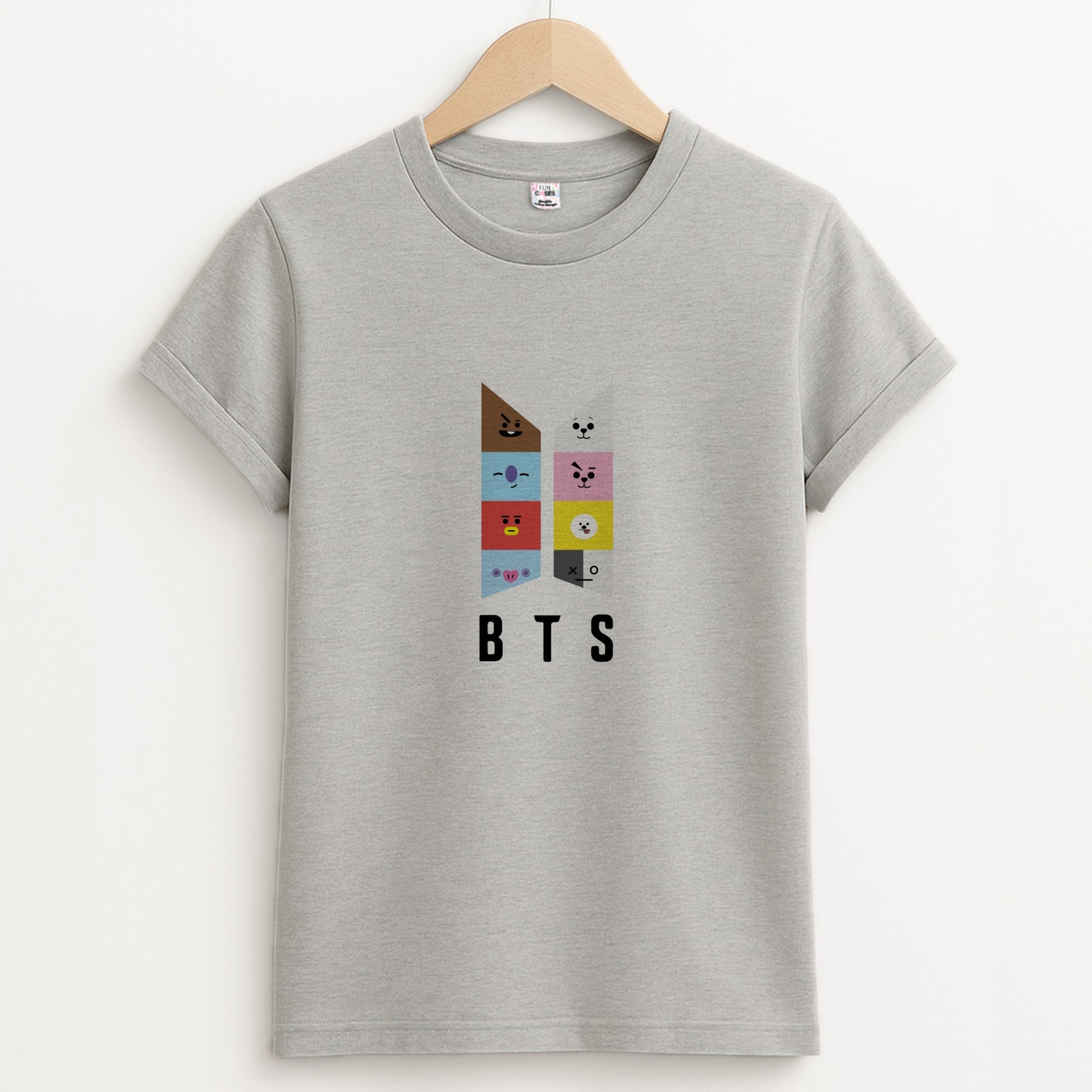 BT21 K-Pop Band Logo Unisex Grey T-Shirt