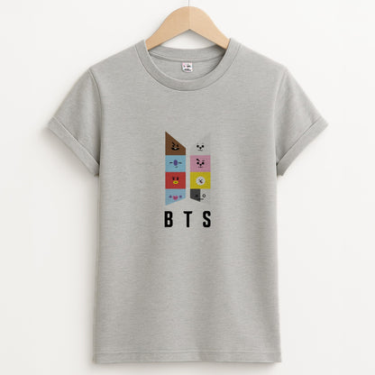 BT21 K-Pop Band Logo Unisex Grey T-Shirt