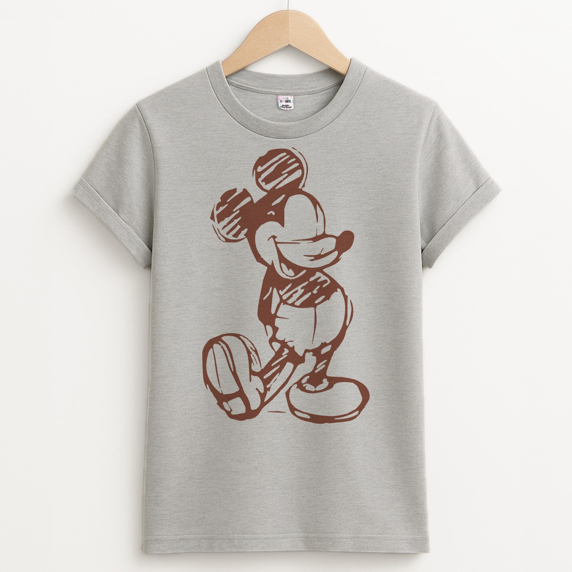Sketched Mouse Outline Beige  Unisex Grey T-Shirt