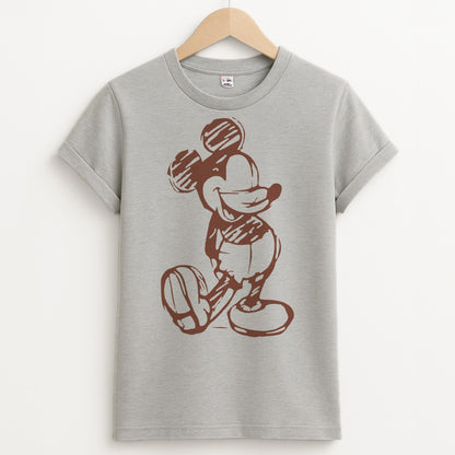 Sketched Mouse Outline Beige  Unisex Grey T-Shirt