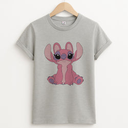 Sitting Down - Pink Alien Unisex Grey T-Shirt