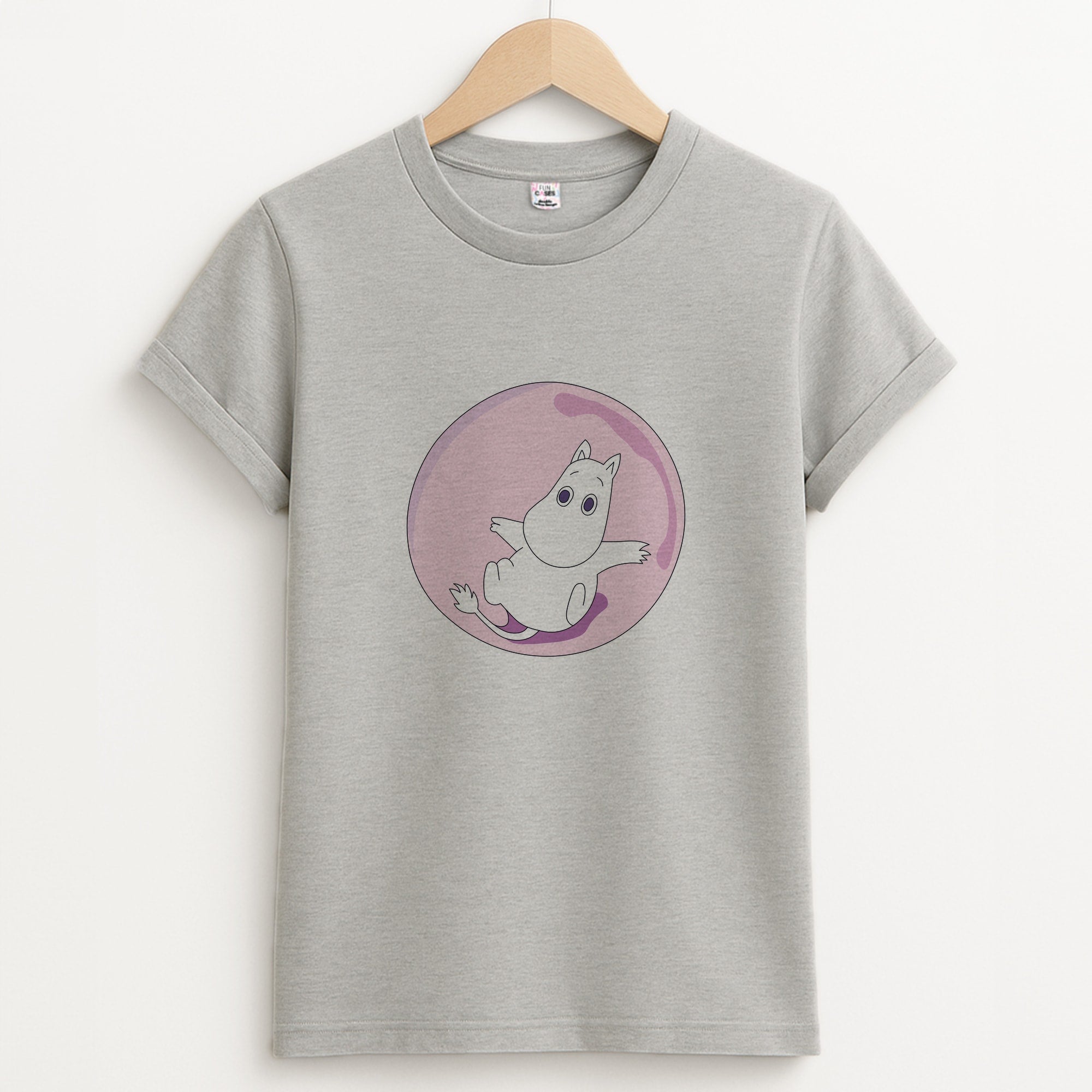 Moomin In A Pink Bubble  Unisex Grey T-Shirt