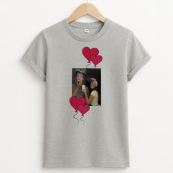 Heart Balloons - Personalised Couples Unisex Grey T-Shirt