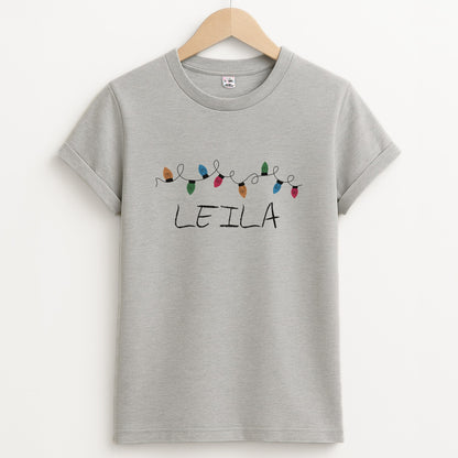 Fairy Lights - Personalised Stranger Unisex Grey T-Shirt