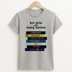 Hot Girls Watch Scary Movies Unisex Grey T-Shirt