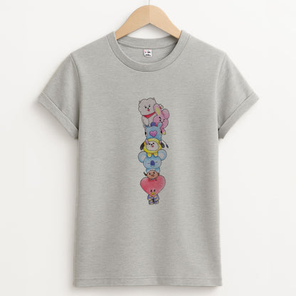 K-Pop Band BT21 Drawing Unisex Grey T-Shirt