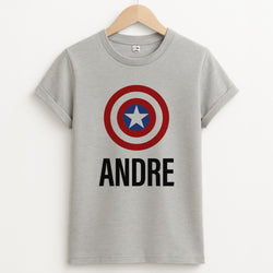 Captain America - Personalised Superhero Comic Unisex Grey T-Shirt