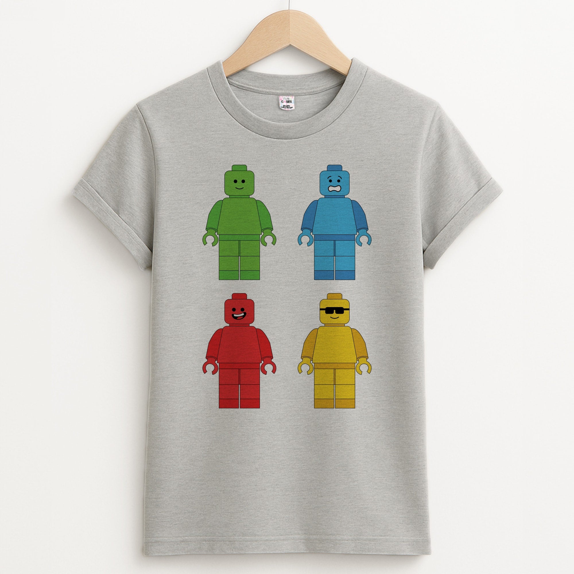 Bricks Figures Rainbow Unisex Grey T-Shirt