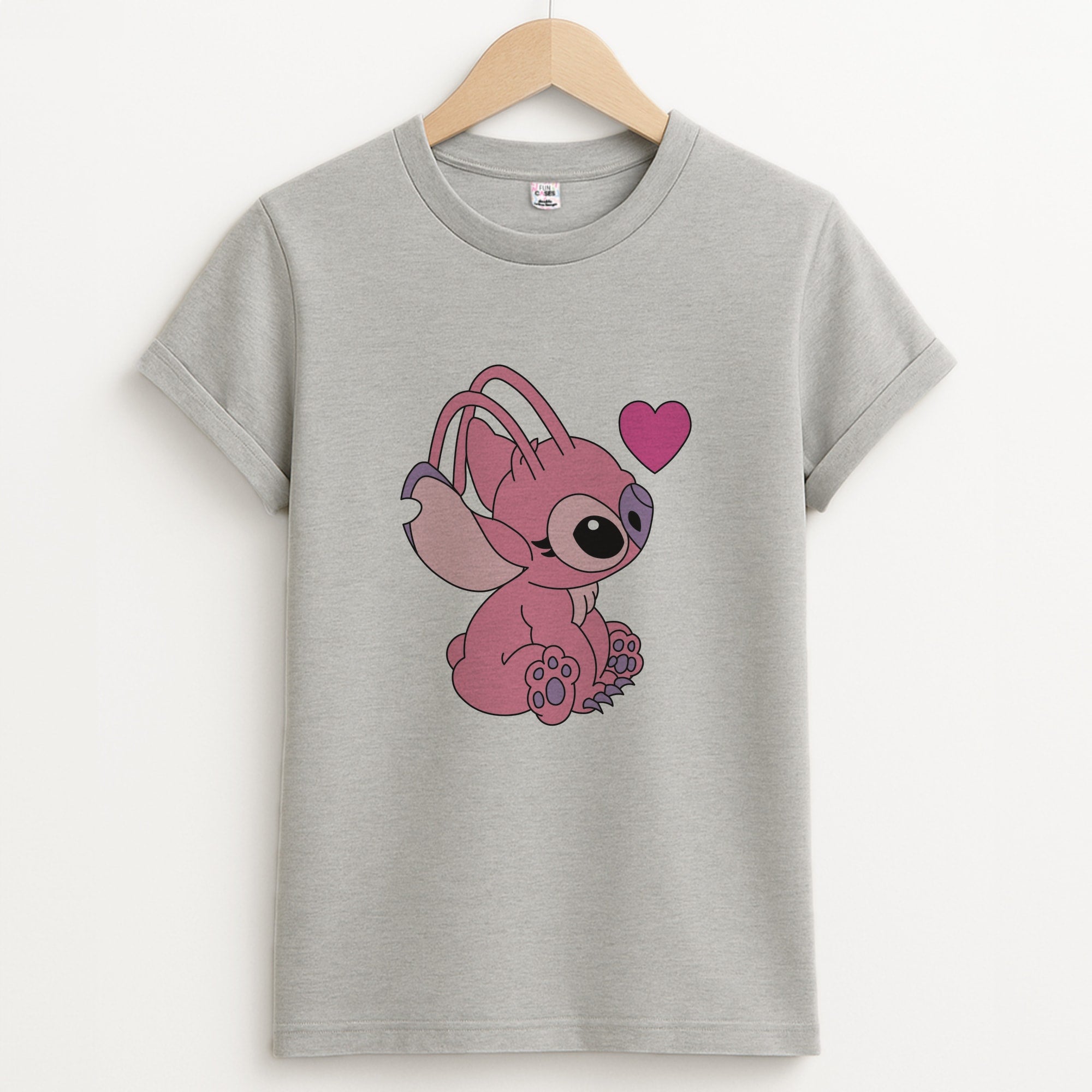 Love Heart Pattern - Pink Alien Unisex Grey T-Shirt
