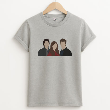 Elena, Damon And Stefan - VD Unisex Grey T-Shirt