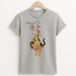 Bouncing Tiger , Piglet , Yellow Bear Unisex Grey T-Shirt