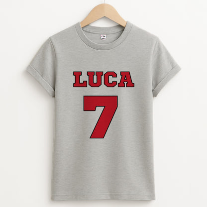 Red - Personalised Football   Unisex Grey T-Shirt