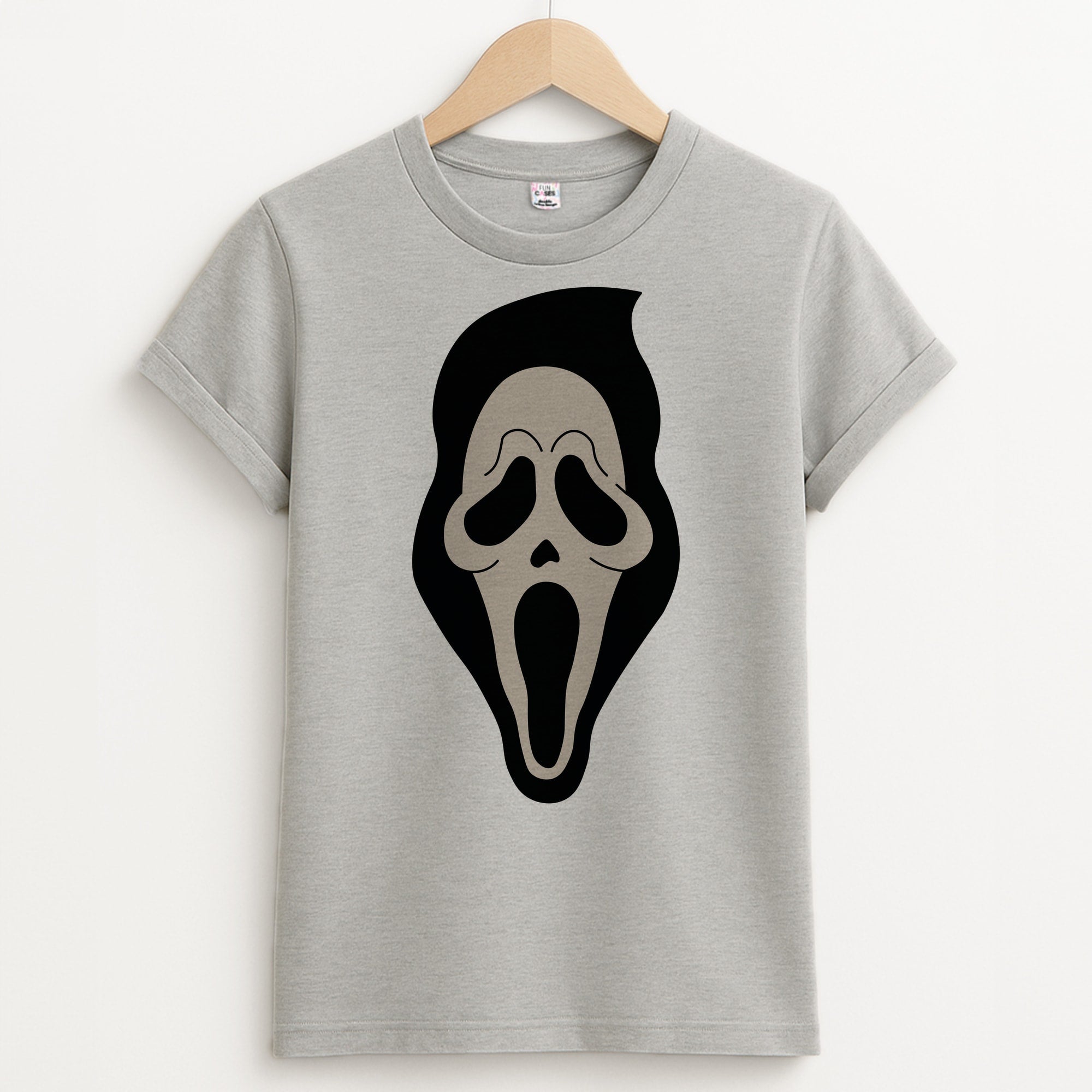 Pink Ghostface Pattern - Scream Unisex Grey T-Shirt