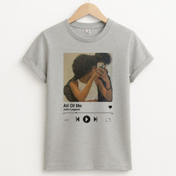 Album Cover - Personalised Couples Unisex Grey T-Shirt